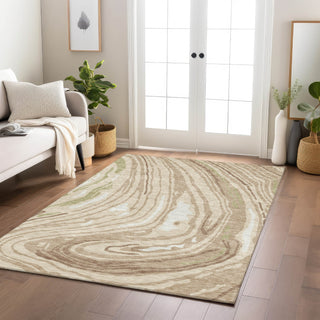 Piper Looms Chantille Swirls ACN1051 Beige Machine Washable Area Rug Lifestyle Image Feature