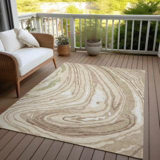 Piper Looms Chantille Swirls ACN1051 Beige Machine Washable Area Rug Outdoor Lifestyle Image Feature