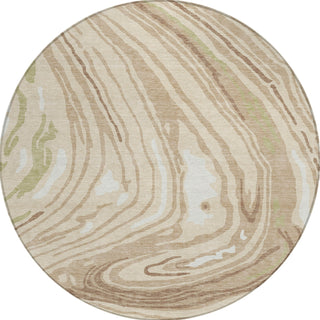 Piper Looms Chantille Swirls ACN1051 Beige Machine Washable Area Rug Round Main Image