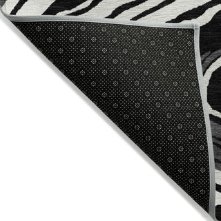 Piper Looms Chantille Swirls ACN1051 Black Machine Washable Area Rug Backing Image