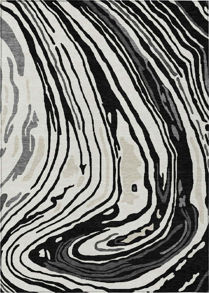 Piper Looms Chantille Swirls ACN1051 Black Machine Washable Area Rug main image