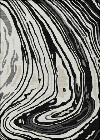 Piper Looms Chantille Swirls ACN1051 Black Machine Washable Area Rug main image