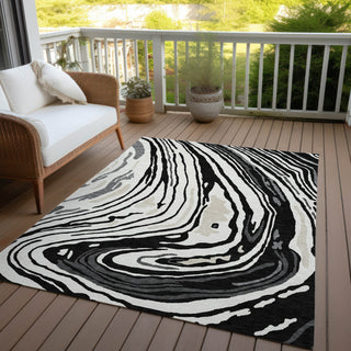 Piper Looms Chantille Swirls ACN1051 Black Machine Washable Area Rug Outdoor Lifestyle Image Feature