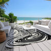 Piper Looms Chantille Swirls ACN1051 Black Machine Washable Area Rug Outdoor Lifestyle Image Feature