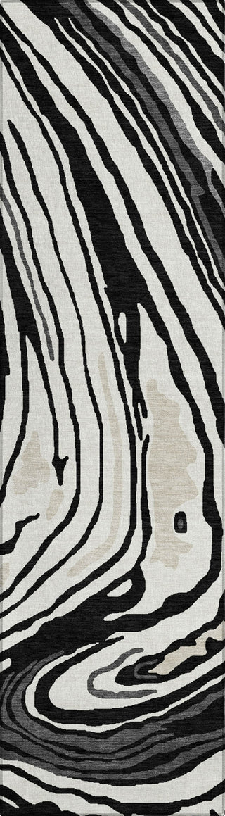 Piper Looms Chantille Swirls ACN1051 Black Machine Washable Area Rug Runner Main Image