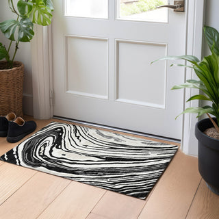 Piper Looms Chantille Swirls ACN1051 Black Machine Washable Area Rug Scatter Lifestyle Image Feature