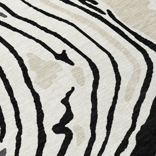 Piper Looms Chantille Swirls ACN1051 Black Machine Washable Area Rug Swatch Image