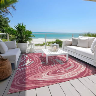 Piper Looms Chantille Swirls ACN1051 Blush Machine Washable Area Rug Outdoor Lifestyle Image Feature