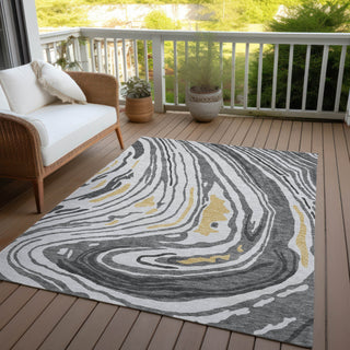 Piper Looms Chantille Swirls ACN1051 Gray Machine Washable Area Rug Outdoor Lifestyle Image Feature