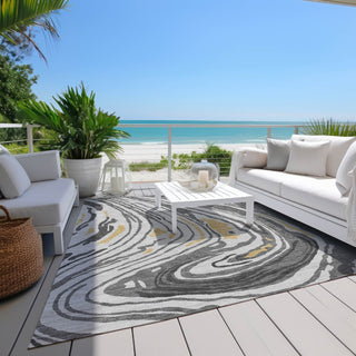 Piper Looms Chantille Swirls ACN1051 Gray Machine Washable Area Rug Outdoor Lifestyle Image Feature