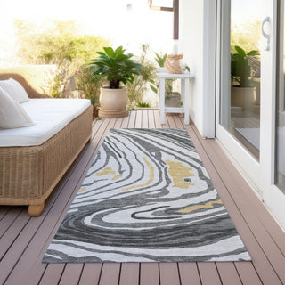 Piper Looms Chantille Swirls ACN1051 Gray Machine Washable Area Rug Runner Outdoor Lifestyle Image Feature