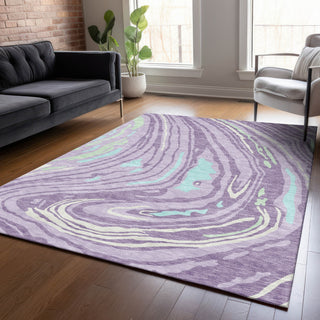 Piper Looms Chantille Swirls ACN1051 Lavender Machine Washable Area Rug Lifestyle Image Feature