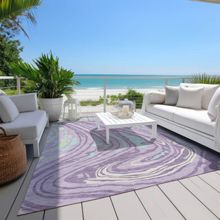 Piper Looms Chantille Swirls ACN1051 Lavender Machine Washable Area Rug Outdoor Lifestyle Image Feature
