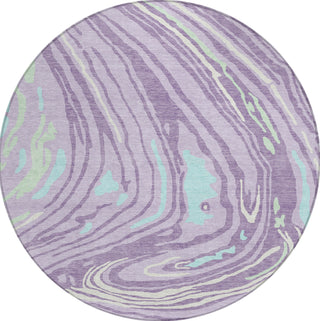 Piper Looms Chantille Swirls ACN1051 Lavender Machine Washable Area Rug Round Main Image
