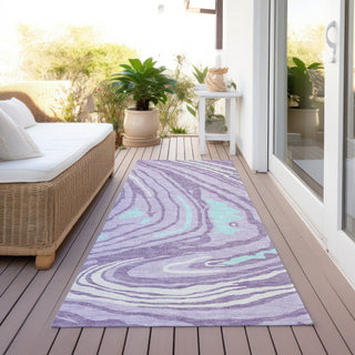 Piper Looms Chantille Swirls ACN1051 Lavender Machine Washable Area Rug Runner Outdoor Lifestyle Image Feature
