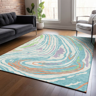 Piper Looms Chantille Swirls ACN1051 Linen Machine Washable Area Rug Lifestyle Image Feature