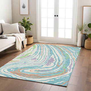 Piper Looms Chantille Swirls ACN1051 Linen Machine Washable Area Rug Lifestyle Image Feature