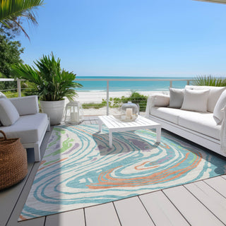 Piper Looms Chantille Swirls ACN1051 Linen Machine Washable Area Rug Outdoor Lifestyle Image Feature