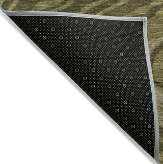 Piper Looms Chantille Swirls ACN1051 Olive Machine Washable Area Rug Backing Image