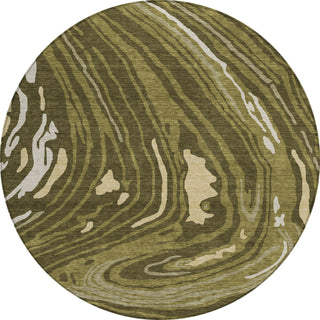 Piper Looms Chantille Swirls ACN1051 Olive Machine Washable Area Rug Round Main Image