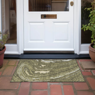 Piper Looms Chantille Swirls ACN1051 Olive Machine Washable Area Rug Scatter Outdoor Lifestyle Image Feature