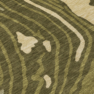 Piper Looms Chantille Swirls ACN1051 Olive Machine Washable Area Rug Swatch Image