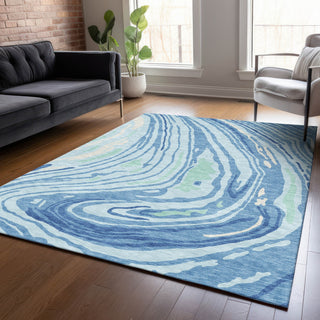 Piper Looms Chantille Swirls ACN1051 Sky Machine Washable Area Rug Lifestyle Image Feature