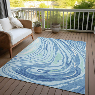 Piper Looms Chantille Swirls ACN1051 Sky Machine Washable Area Rug Outdoor Lifestyle Image Feature