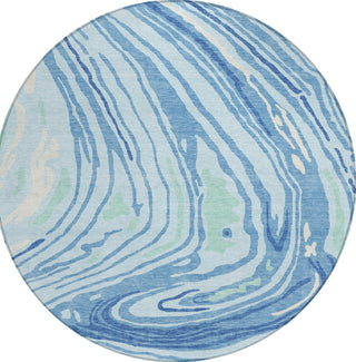Piper Looms Chantille Swirls ACN1051 Sky Machine Washable Area Rug Round Main Image