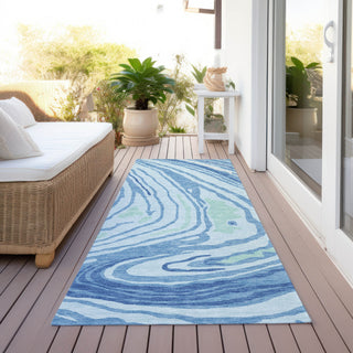 Piper Looms Chantille Swirls ACN1051 Sky Machine Washable Area Rug Runner Outdoor Lifestyle Image Feature