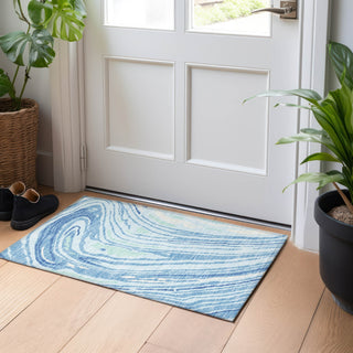 Piper Looms Chantille Swirls ACN1051 Sky Machine Washable Area Rug Scatter Lifestyle Image Feature