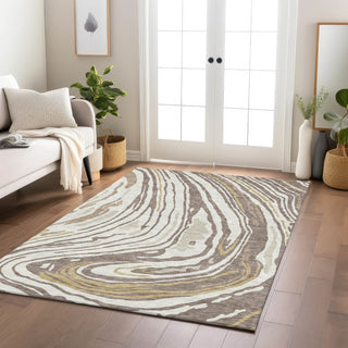 Piper Looms Chantille Swirls ACN1051 Taupe Machine Washable Area Rug Lifestyle Image Feature