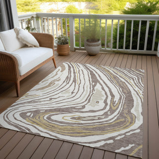 Piper Looms Chantille Swirls ACN1051 Taupe Machine Washable Area Rug Outdoor Lifestyle Image Feature