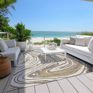 Piper Looms Chantille Swirls ACN1051 Taupe Machine Washable Area Rug Outdoor Lifestyle Image Feature