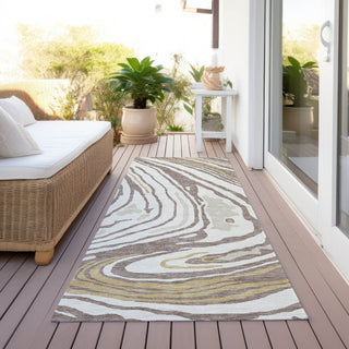 Piper Looms Chantille Swirls ACN1051 Taupe Machine Washable Area Rug Runner Outdoor Lifestyle Image Feature