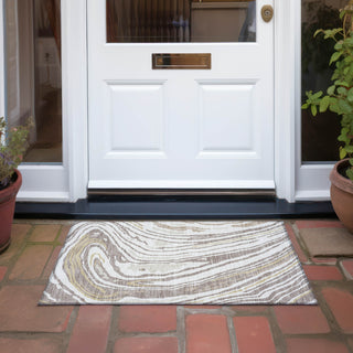 Piper Looms Chantille Swirls ACN1051 Taupe Machine Washable Area Rug Scatter Outdoor Lifestyle Image Feature