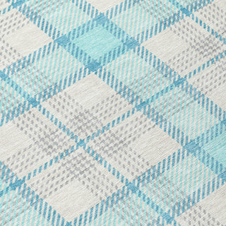 Piper Looms Chantille Plaid ACN1052 Aqua Machine Washable Area Rug Swatch Image