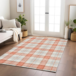 Piper Looms Chantille Plaid ACN1052 Coral Machine Washable Area Rug Lifestyle Image Feature