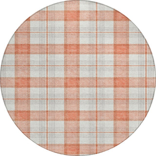 Piper Looms Chantille Plaid ACN1052 Coral Machine Washable Area Rug Round Main Image