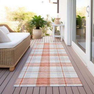 Piper Looms Chantille Plaid ACN1052 Coral Machine Washable Area Rug Runner Outdoor Lifestyle Image Feature