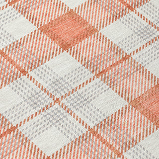 Piper Looms Chantille Plaid ACN1052 Coral Machine Washable Area Rug Swatch Image