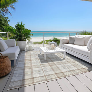 Piper Looms Chantille Plaid ACN1052 Linen Machine Washable Area Rug Outdoor Lifestyle Image Feature