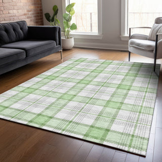 Piper Looms Chantille Plaid ACN1052 Mint Machine Washable Area Rug Lifestyle Image Feature