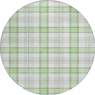 Piper Looms Chantille Plaid ACN1052 Mint Machine Washable Area Rug Round Main Image