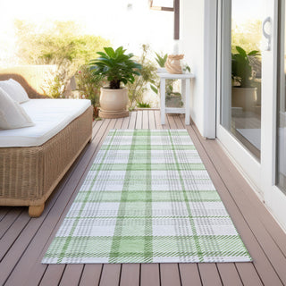 Piper Looms Chantille Plaid ACN1052 Mint Machine Washable Area Rug Runner Outdoor Lifestyle Image Feature