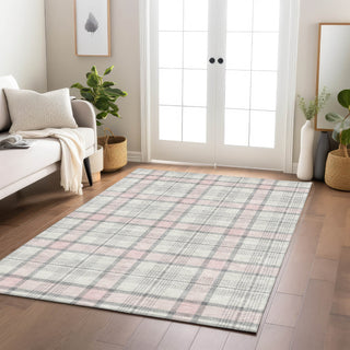 Piper Looms Chantille Plaid ACN1052 Pink Machine Washable Area Rug Lifestyle Image Feature