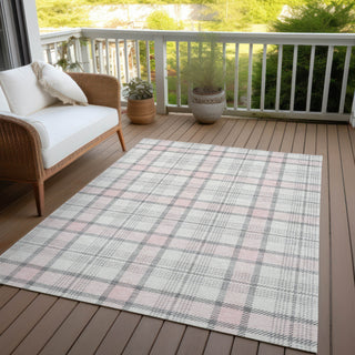 Piper Looms Chantille Plaid ACN1052 Pink Machine Washable Area Rug Outdoor Lifestyle Image Feature
