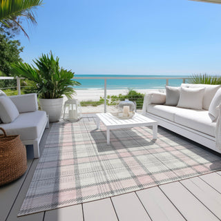 Piper Looms Chantille Plaid ACN1052 Pink Machine Washable Area Rug Outdoor Lifestyle Image Feature
