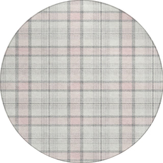 Piper Looms Chantille Plaid ACN1052 Pink Machine Washable Area Rug Round Main Image