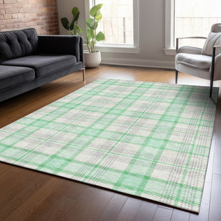 Piper Looms Chantille Plaid ACN1052 Seafoam Machine Washable Area Rug Lifestyle Image Feature